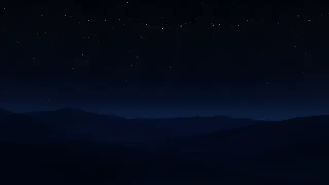 Anime-style dark desert under a black sky with a thin band of stars
