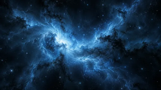 Imagined blue nebula and stars