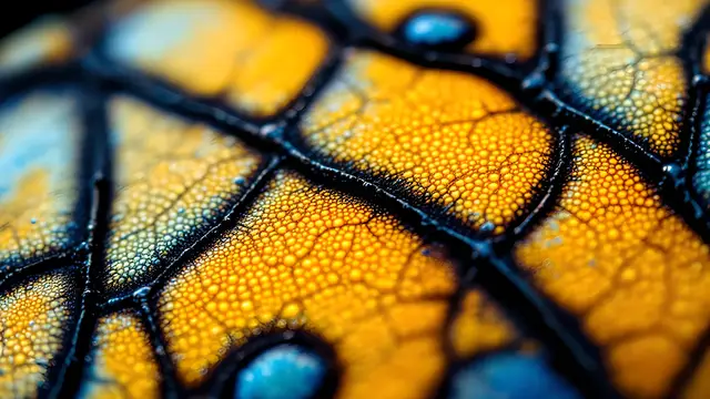 Close-up of the tiny scales on a butterfly wing
