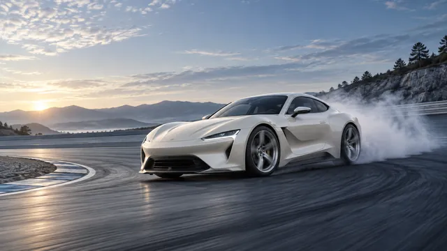 Unbranded sports car with track smoke