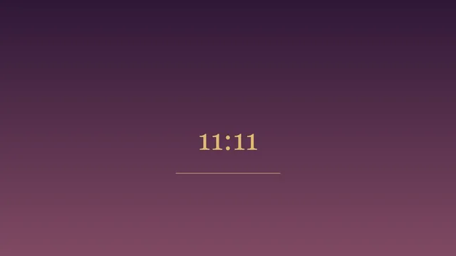 Small gold 11:11 on a plum-to-rose gradient