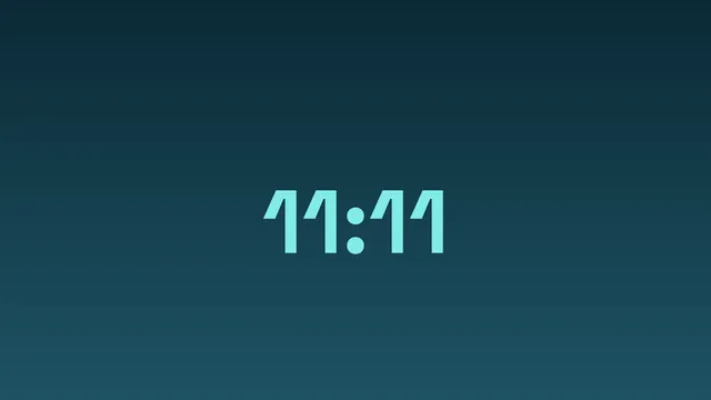 Cyan 11:11 on dark teal