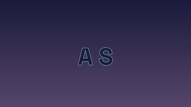 Cyan A S outline on a navy-to-purple gradient