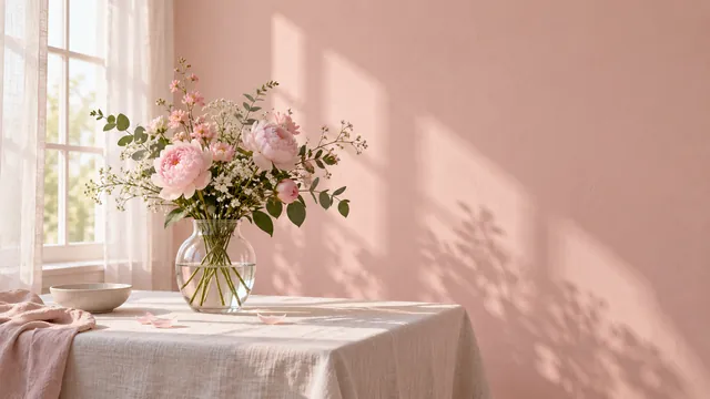 Blush flowers in a glass vase