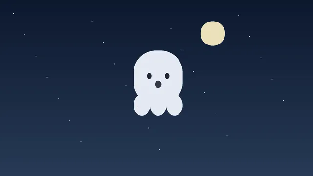 Friendly ghost under a pale moon