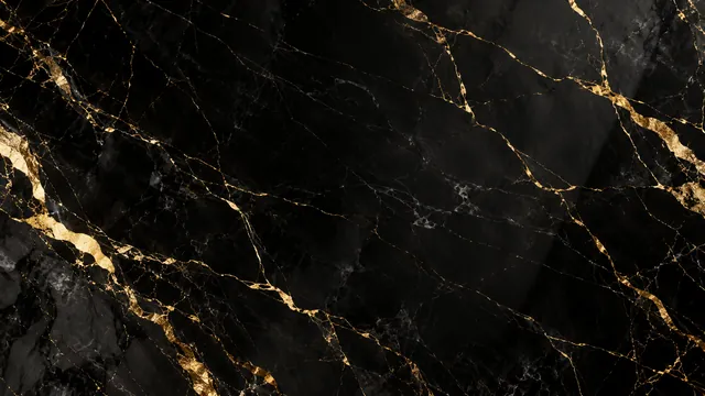 Polished black marble with fine gold veins