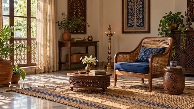 Warm room with cane furniture