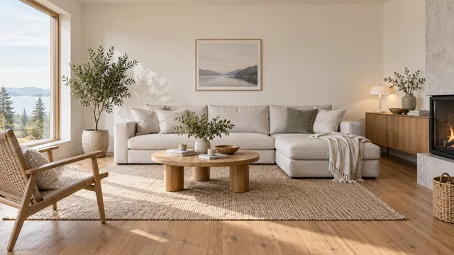 Pale room with wooden furniture