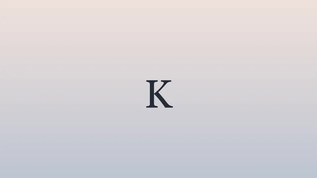 K on pale grey