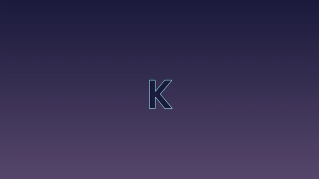 Cyan K outline on a navy-to-purple gradient