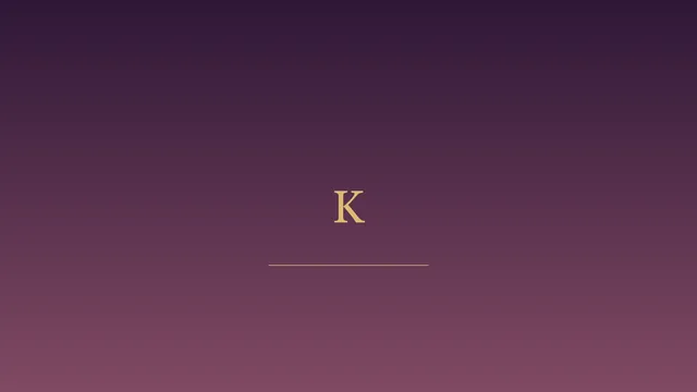 Small gold K on a plum-to-rose gradient