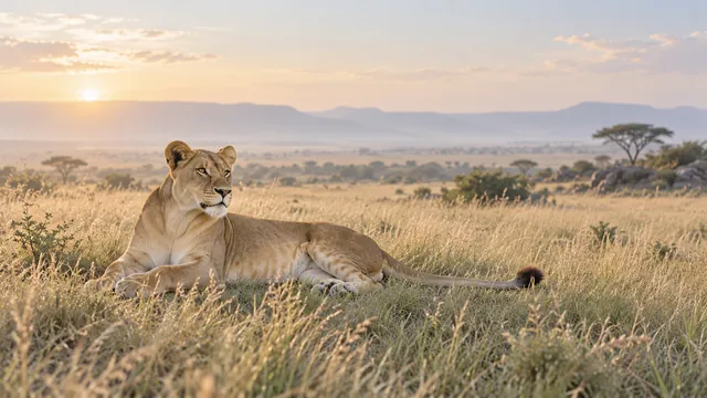 Lioness in tall grass
