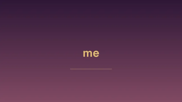 Small gold me on a plum-to-rose gradient