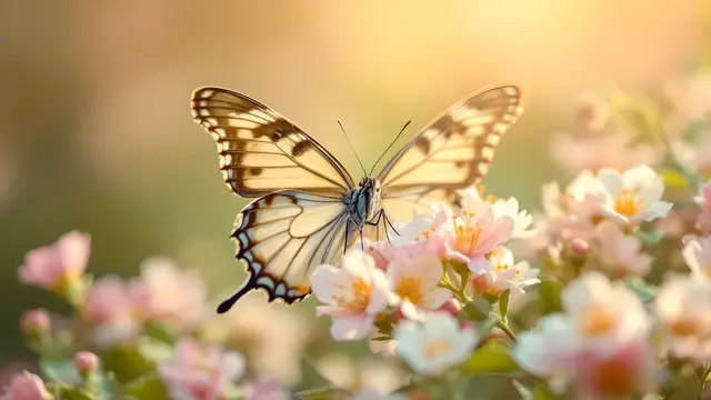 A butterfly in soft, pale pastel colours
