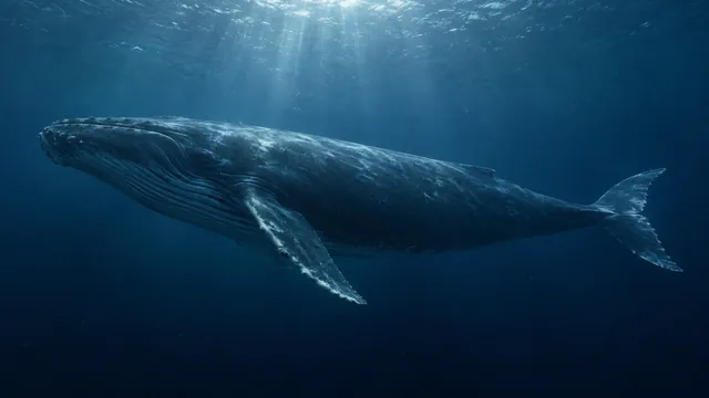 Large whale in dark blue water