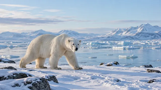 Polar bear on pale sea ice