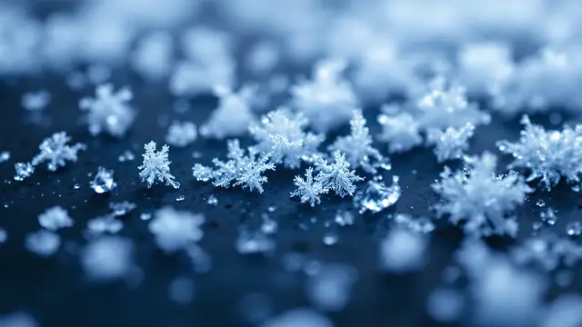 Ice crystals forming on a dark surface